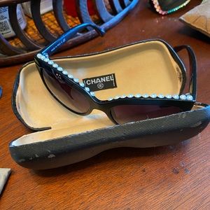 Chanel Black w/Pearl Trim and hardcase sunglasses